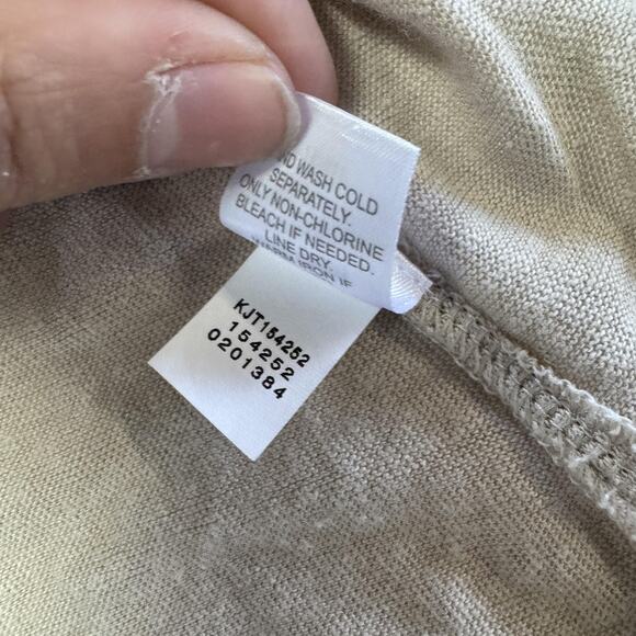 J.Jill Love Linen Cardigan Womens Large Petite Tan Open Front Ruched Sleeves - Picture 5 of 7